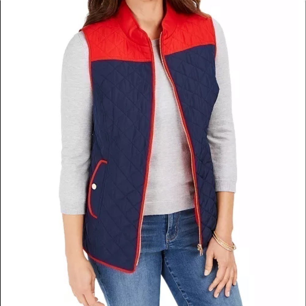 NWT Charter Club Color blocked Quilted Vest Size S
